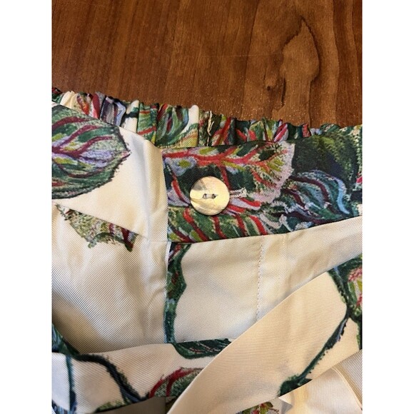 Ala Von Auersperg Silk Shorts Botanical Plant Tie Front XL Mother of Pearl XL - Picture 3 of 8